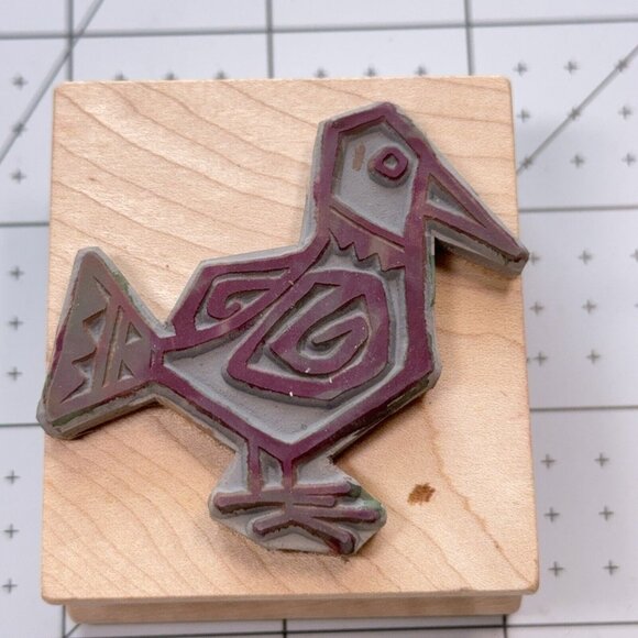 Magenta Abstract Bird Rubber Stamp Geometric Details Craft Scrapbooking - Picture 2 of 4